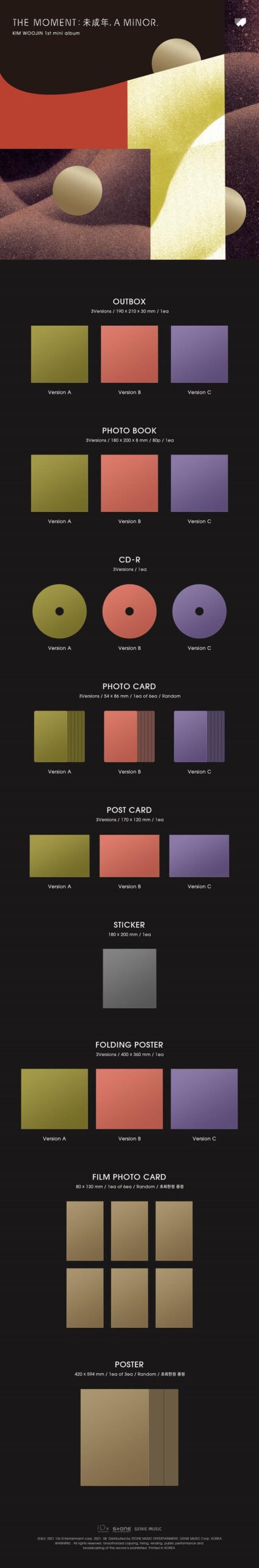 1st Mini Album de KIM WOOJIN Ex STRAYKIDS The moment 未成年 A MINOR. A Ver B Ver y C Ver Disponibles. 1