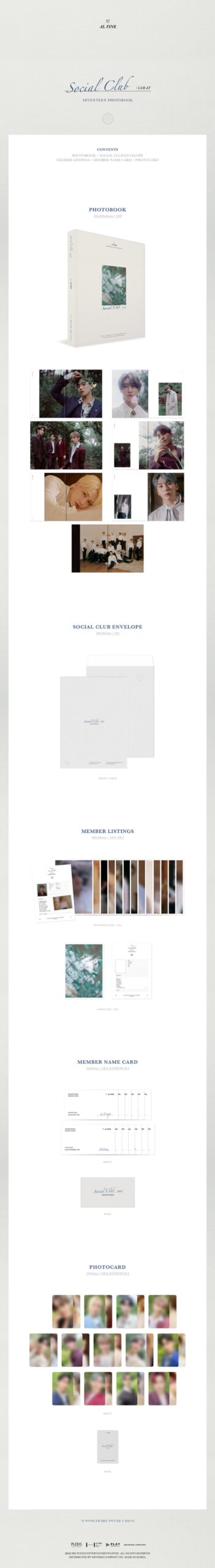 SEVENTEEN PHOTOBOOK SOCIAL CLUB CARAT AL FINE Ver.. 1