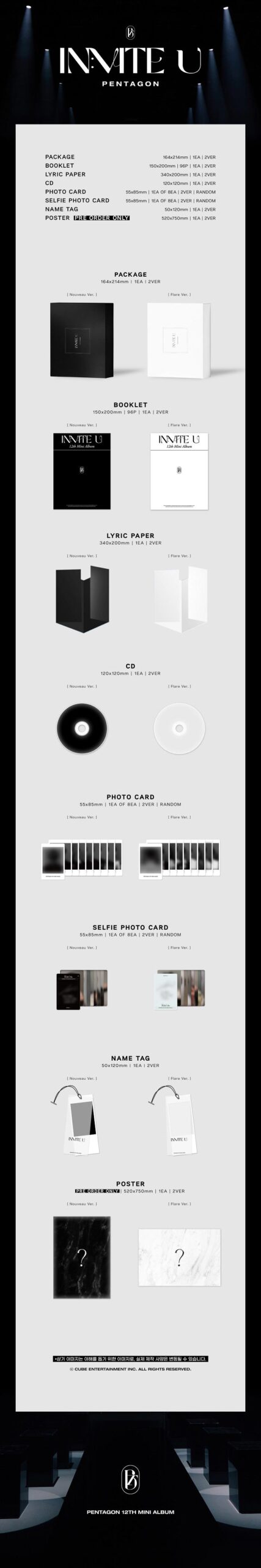 12th Mini Album de PENTAGON – IN VITE U Nouveau Ver. o Flare Ver. 1